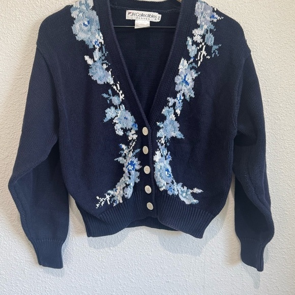 VTG 90's JH Collection Womens Petite Small Floral Cardigan Knit Grannycore Boho - Picture 4 of 7